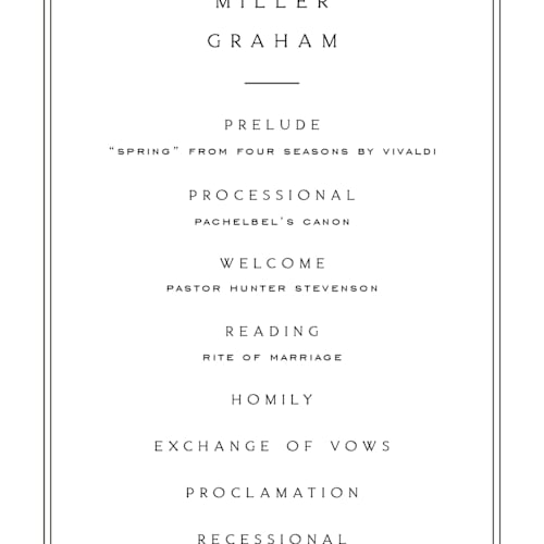 This is a salt unique wedding programs with standard by Amy Kross called stripe bevel printing on signature in 4x9