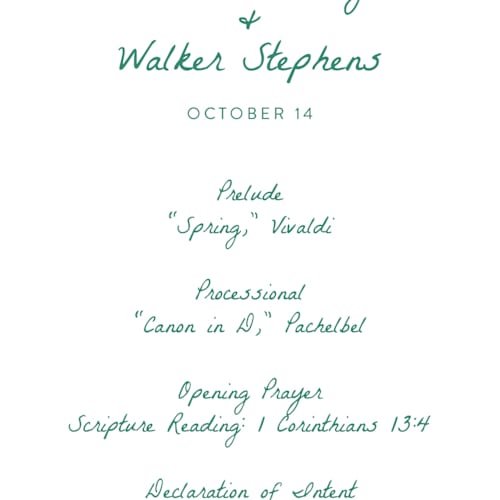 This is a palm unique wedding programs with standard by Erika Firm called palm tree crest printing on signature in 4x9