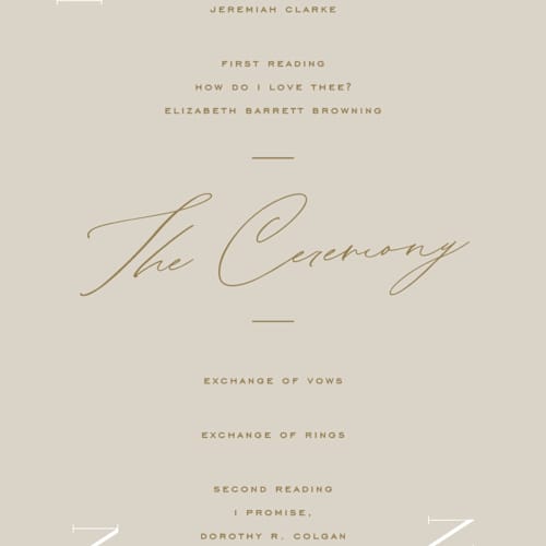 This is a natural unique wedding programs with standard by Leah Bisch called oval printing on signature in 4x9