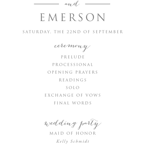 This is a cloud unique wedding programs with gloss press by Rochelle Renee called gilded wildflowers printing on signature in 4x9