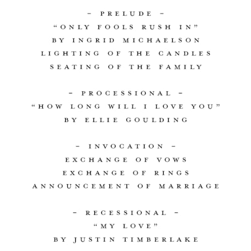 This is a silk unique wedding programs with foil pressed by mo kelley called pearls printing on signature in 4x9