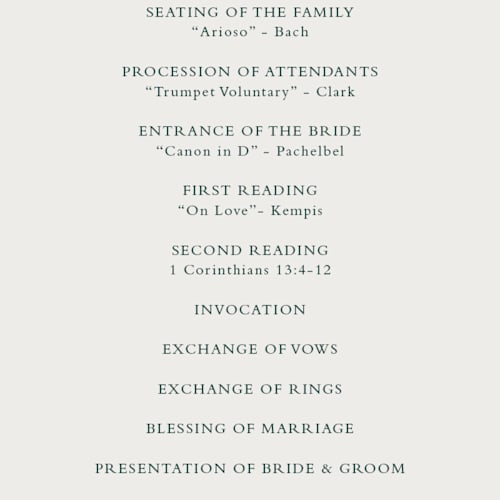 This is a evergreen unique wedding programs with foil pressed by Paper Sun Studio called mountaintop printing on signature in standard