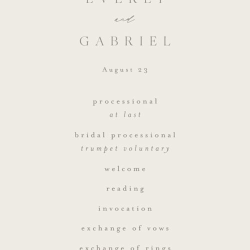This is a meadow unique wedding programs with foil pressed by Kristie Kern called sonnet printing on signature in standard