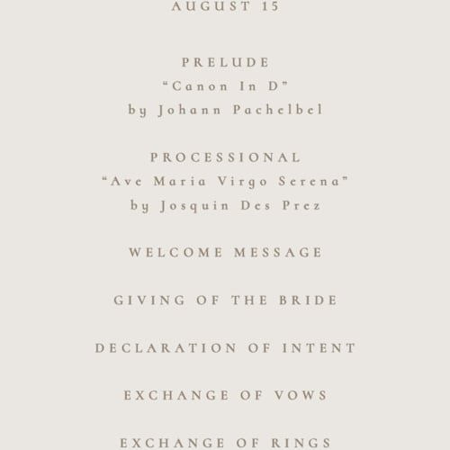 This is a sand unique wedding programs with foil pressed by Jackie Mangiolino called illusion printing on signature in 4x9