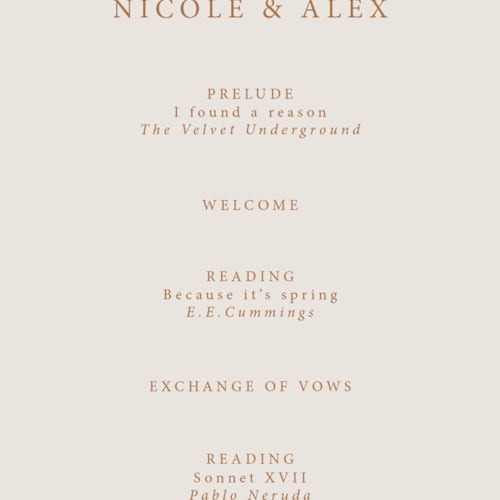 This is a sunset unique wedding programs with foil pressed by Hannah Bowman called simple seashell printing on signature in standard