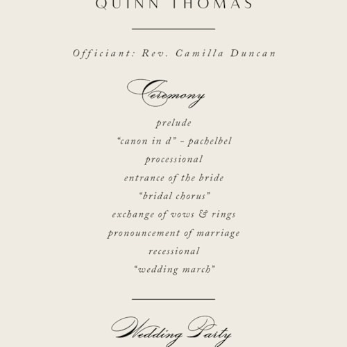 This is a autumn unique wedding programs with foil pressed by Kate Ahn called poetique printing on signature in standard