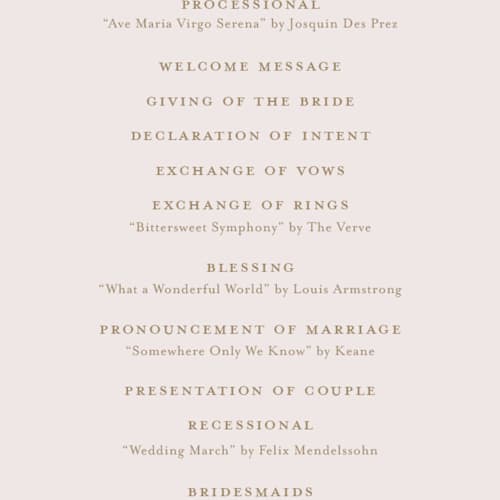This is a spun sugar unique wedding programs with foil pressed by Jessica Williams called classique printing on signature in standard