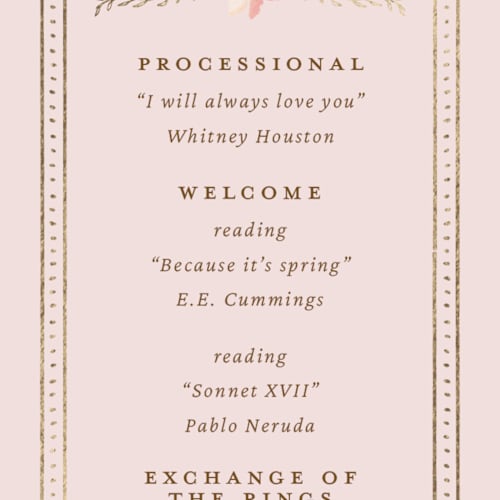 This is a versailles unique wedding programs with foil pressed by Claudia Orengo called victorian printing on signature in standard
