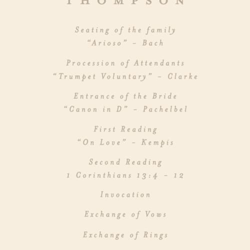 This is a sand unique wedding programs with foil pressed by Creo Study called leafy garland printing on signature in standard