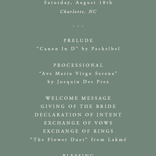 This is a eucalyptus unique wedding programs with foil pressed by Hooray Creative called and centered printing on signature in 4x9