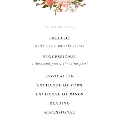 This is a summer unique wedding programs with foil pressed by Susan Moyal called harmony printing on signature in standard