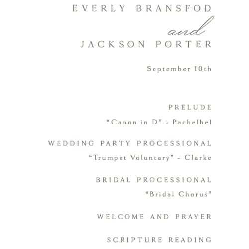 This is a snow unique wedding programs with foil pressed by Kaydi Bishop called eternal printing on signature in standard
