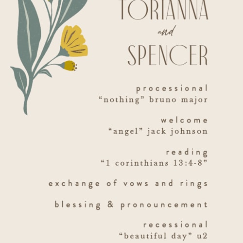 This is a buttercup unique wedding programs with foil pressed by Karidy Walker called storybook garden printing on signature in standard