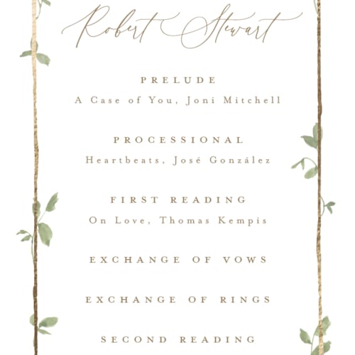 This is a ivy unique wedding programs with foil pressed by Everett Paper Goods called canopy printing on signature in standard