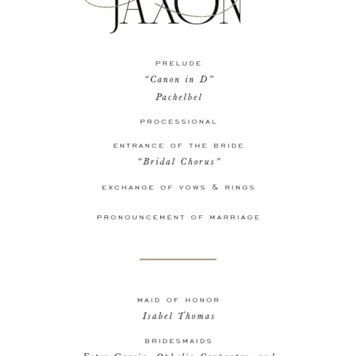 This is a opal unique wedding programs with foil pressed by Leah Bisch called unite printing on signature in standard