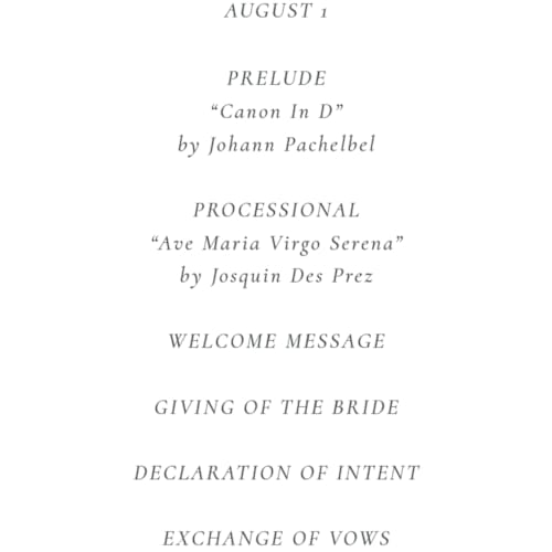 This is a granite unique wedding programs with foil pressed by Jackie Mangiolino called minimal monogram printing on signature in standard