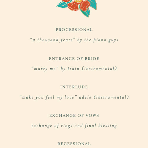 This is a jungle unique wedding programs with foil pressed by Simona Camp called tropical garden printing on signature in standard