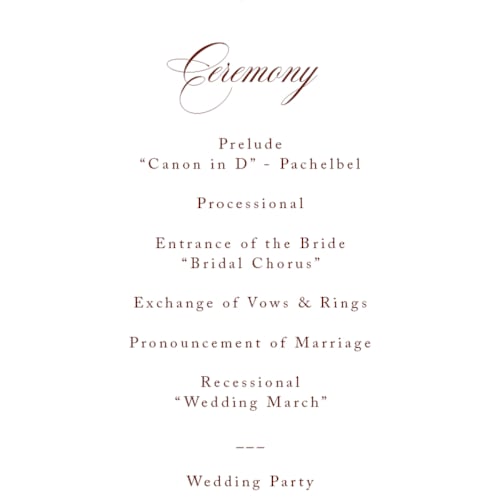 This is a chiffon unique wedding programs with foil pressed by Cass Loh called brooklyn bridge printing on signature in standard