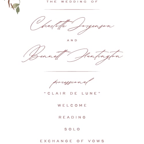 This is a peony unique wedding programs with foil pressed by Wildfield Paper Co called romantic frame printing on signature in standard