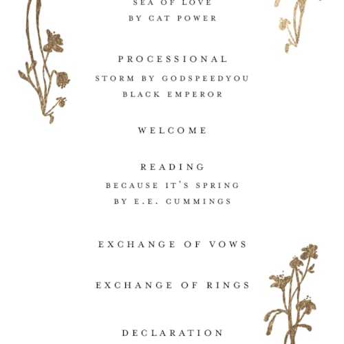 This is a blanc unique wedding programs with foil pressed by Pati Cascino called floral enlace printing on signature in standard