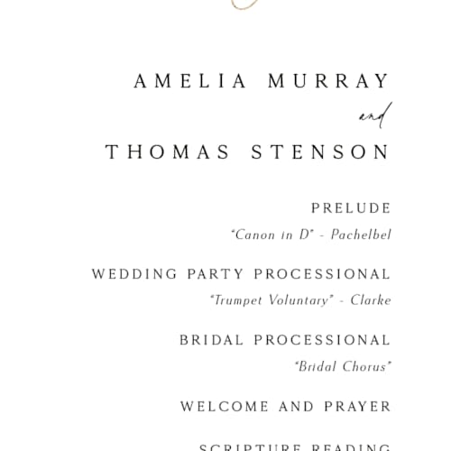 This is a marshmallow unique wedding programs with foil pressed by Kaydi Bishop called the wedding printing on signature in standard