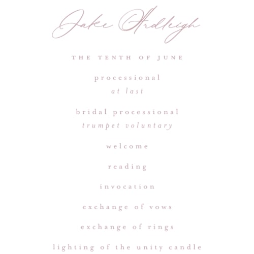 This is a lilac unique wedding programs with foil pressed by Kristie Kern called villa printing on signature in standard