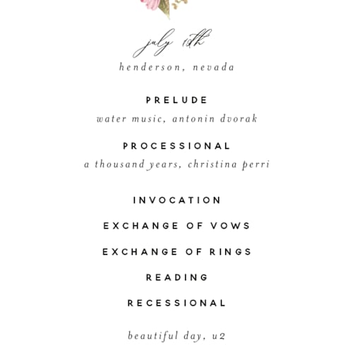 This is a magenta unique wedding programs with foil pressed by Susan Moyal called lush printing on signature in standard