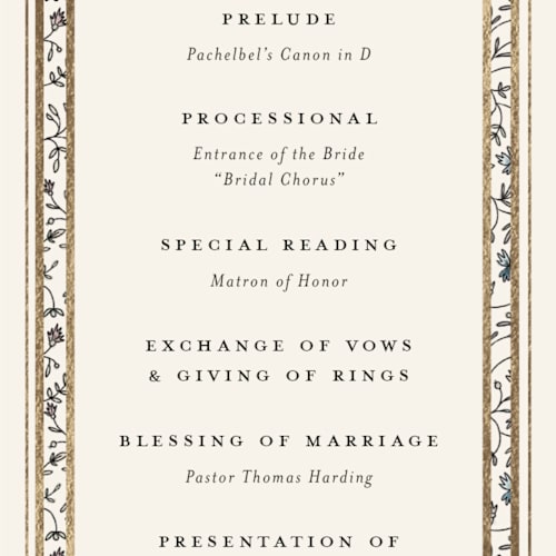 This is a almond unique wedding programs with foil pressed by Stephanie Hawkes called hansen printing on signature in standard