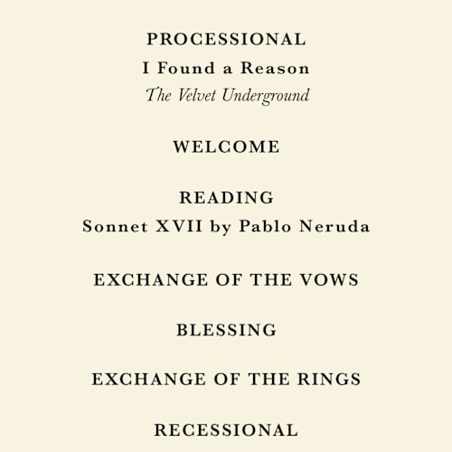This is a champagne unique wedding programs with standard by Helena Vitto called red hearts printing on signature in standard