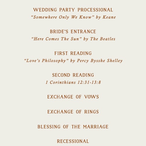 This is a wave unique wedding programs with standard by Kelly Watkins called stripes printing on signature in standard