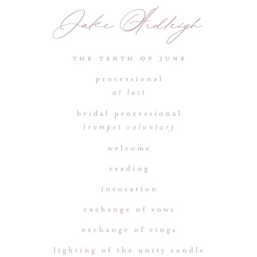 This is a lilac unique wedding programs with standard by Kristie Kern called villa printing on signature in standard