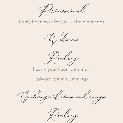 This is a buttercream unique wedding programs with standard by Claudia Orengo called belle rose printing on signature in standard