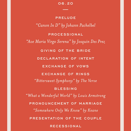 This is a verona sunset unique wedding programs with standard by Megan Davis called racquet printing on signature in standard