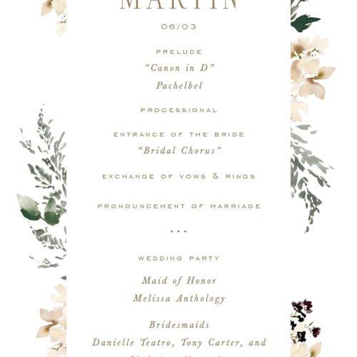 This is a pearl unique wedding programs with standard by Leah Bisch called sprigs of joy printing on signature in standard