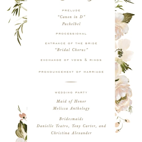 This is a pearl unique wedding programs with standard by Leah Bisch called felicity printing on signature in standard