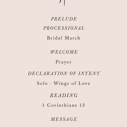 This is a champagne unique wedding programs with standard by Lindsay Megahed called floral monogram printing on signature in standard
