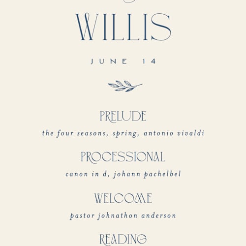 This is a ecru unique wedding programs with standard by Erica Krystek called arched monogram printing on signature in standard