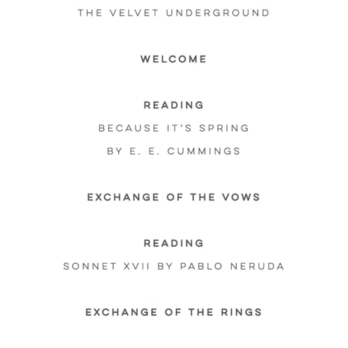 This is a sherbert unique wedding programs with standard by Erin Hodges called untied printing on signature in standard