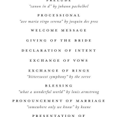 This is a cloud unique wedding programs with standard by Heather Schertzer called panoramic printing on signature in standard