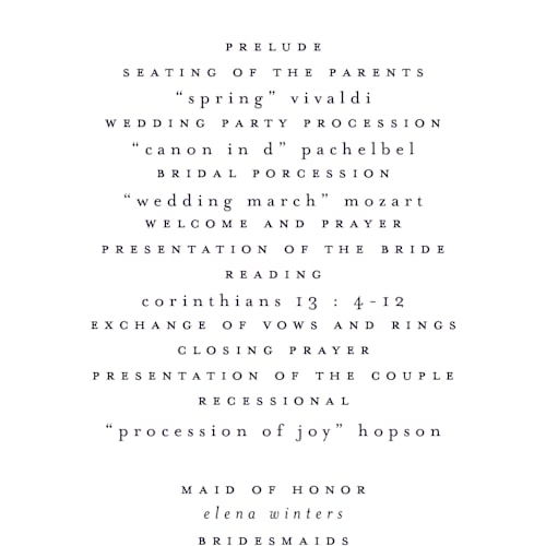 This is a fall unique wedding programs with standard by Grace Kreinbrink called pressed garden printing on signature in standard