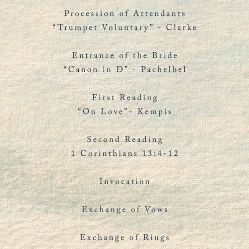 This is a meadow unique wedding programs with standard by Holly Whitcomb called bluestem fields printing on signature in standard
