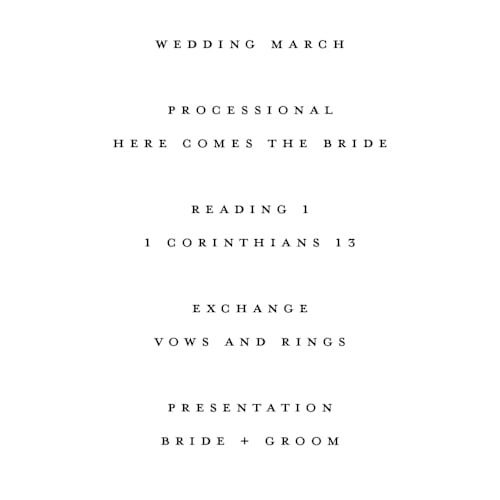 This is a pearl unique wedding programs with standard by Christie Garcia called everly printing on signature in standard