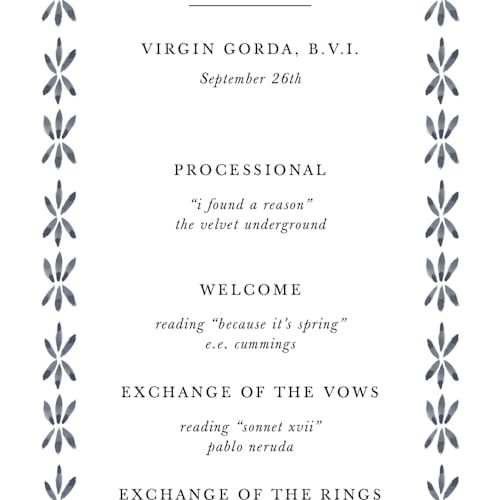 This is a sea unique wedding programs with standard by leslie hamer called americana printing on signature in standard