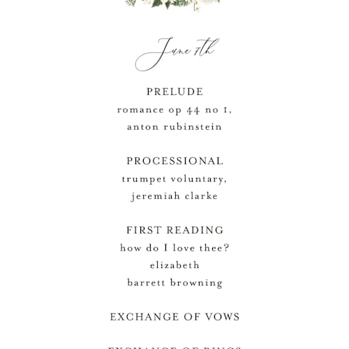 This is a opal unique wedding programs with standard by Susan Moyal called lilac bloom printing on signature in standard