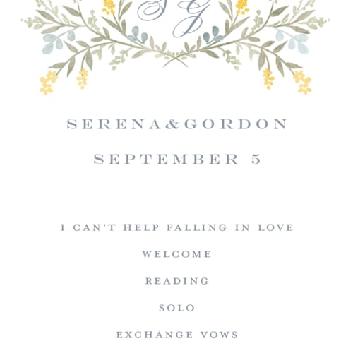 This is a spring unique wedding programs with standard by Petra Kern called monogrammed printing on signature in standard