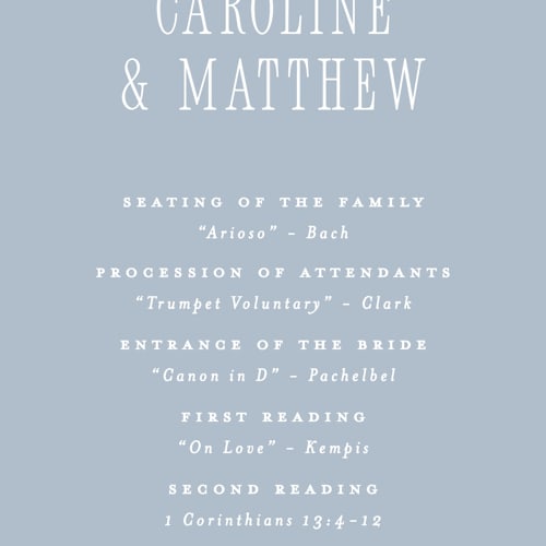 This is a powder unique wedding programs with standard by Erin L. Wilson called hartford printing on signature in standard