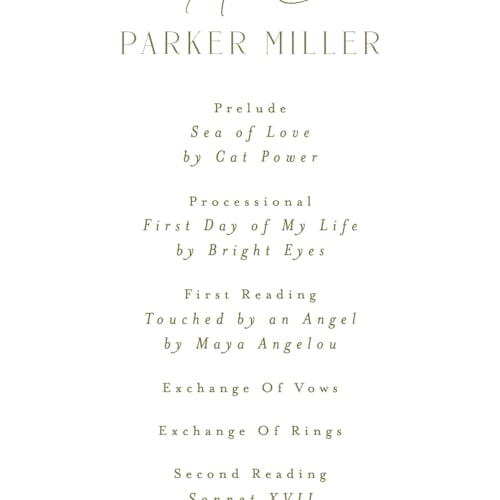 This is a citrine unique wedding programs with standard by Everett Paper Goods called sweeping meadow printing on signature in standard