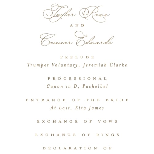 This is a blush unique wedding programs with standard by Everett Paper Goods called foliage crest printing on signature in 4x9