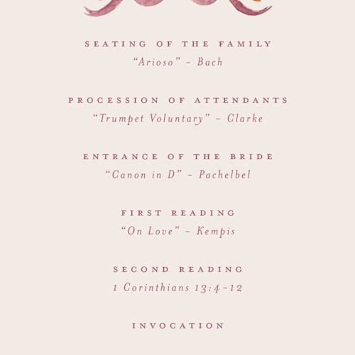 This is a autumn unique wedding programs with standard by Pink House Press called crest fall printing on signature in standard