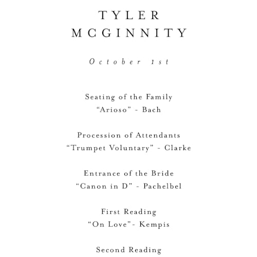 This is a cotton unique wedding programs with standard by Stacey Meacham called cedar creek printing on signature in standard